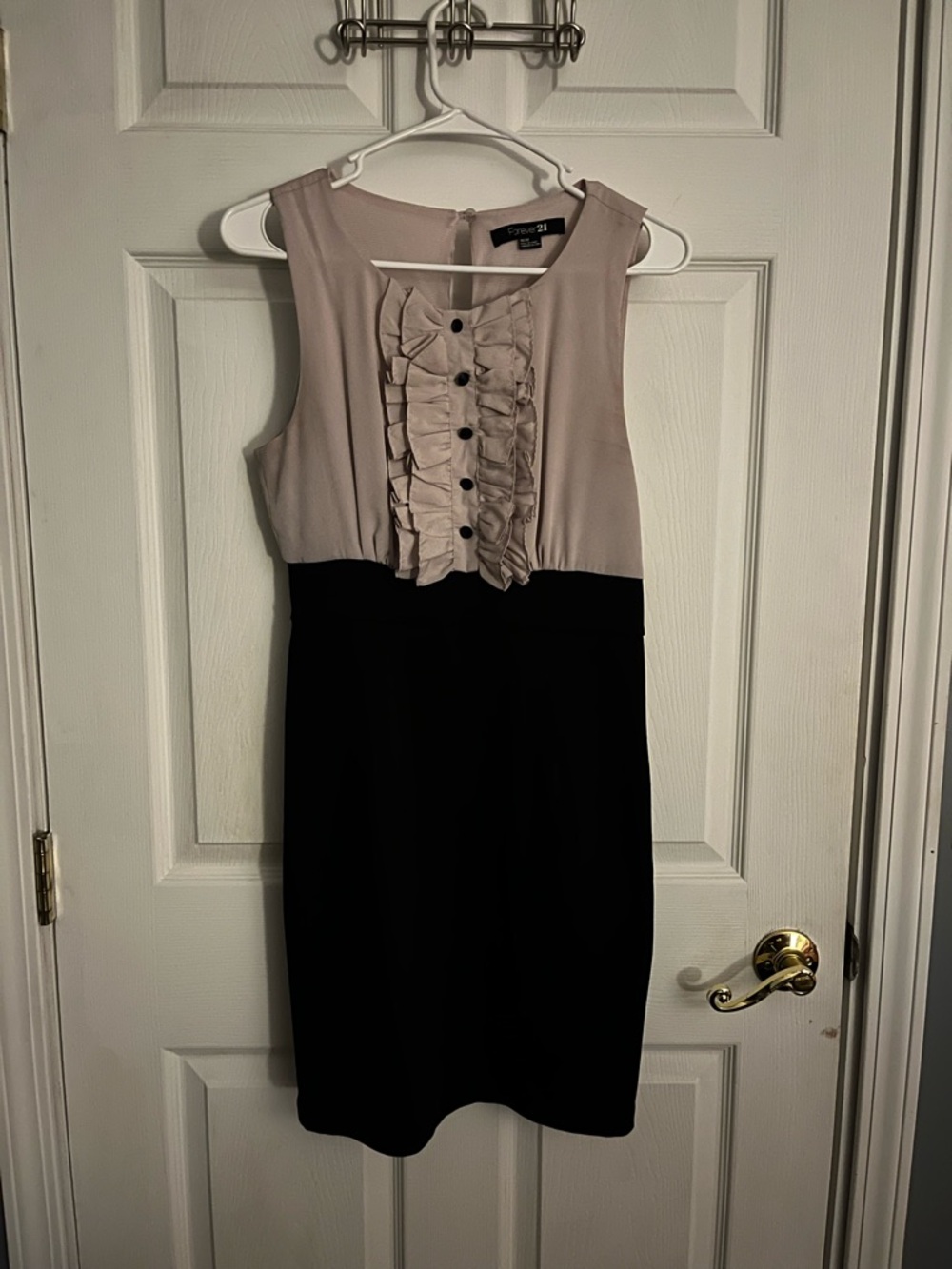 Forever 21 Taupe and Black Ruffle Sheath Mini Dress